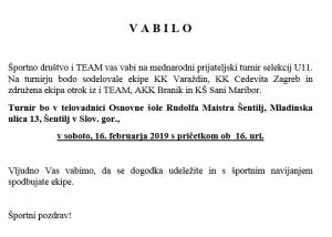 MEDNARODNI PRIJATELJSKI KOŠARKARSKI TURNIR SELEKCIJ U11